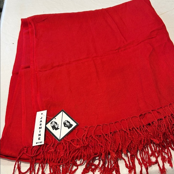 Jasmine Vibrant Red Women's Wrap Scarf Pashmina Style - Picture 4 of 7